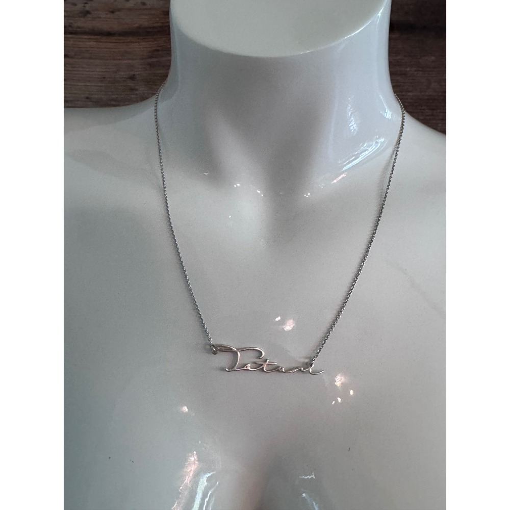 Tatum Nameplate Necklace 925 Sterling Silver Cursive Script 18 Inch Chain